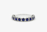 2.3ct Wedding Ring Band Round Cut Blue Sapphire Stackable 14k White Gold Finish