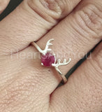 0.4ct Round Cut Simulated Ruby Dear Design Engagement Ring 14k White Gold Plated
