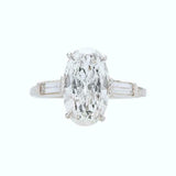 2ct Oval Cut Diamond Engagement Ring Baguette Accents Trilogy 14k WhiteGold Over