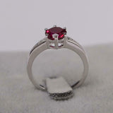 2.1ct Round Cut Pink Ruby Solitaire with Accent Ring 14k White Gold Finish