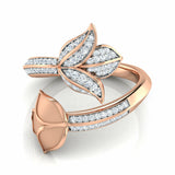 3Ct Round Cut Diamond Floral Lotus Bypass Engagement Ring 14K Rose Gold Finish