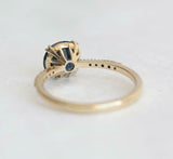 1ct Round Blue Sapphire Engagement Ring Accents Solitaire 14k Yellow Gold Finish
