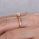 1ct Cushion Cut Peach Morganite Diamond Accent Solitaire Ring 14k Rose Gold Over