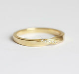 0.3ct Round Cut VVS1 Diamond Twisted Wedding Ring Band 14k Yellow Gold Finish