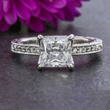 1ct Princess Cut Diamond Vintage Solitaire Engagement Ring 14k White Gold Finish
