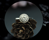 2ct Round Cut VVS1D Diamond Engagement Ring 18k White Gold Finish Halo Solitaire