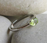 0.75ct Oval Cut Green Peridot Engagement Ring Solitaire 14k White Gold Finish