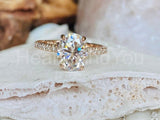 2.3ct Oval Simulated Diamond Solitaire with Accents Ring 14k Yellow Gold Plated