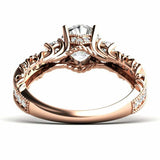 2ct Round Cut Diamond Filigree Solitaire Round Accent Ring 14k Rose Gold Finish