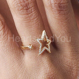 0.5ct Round Cut Moissanite Star Design Engagement Ring 14k Yellow Gold Plated