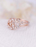 2ct Marquise Cut Diamond Floral Cluster Dual Wedding Bands 14k Rose Gold Finish