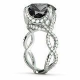 2.1ct Round Cut Black Diamond Infinity Engagement Ring 14k White Gold Finish