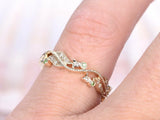 Floral Antique Eternity Wedding Ring Band 1ct Round Diamond 14k Yellow Gold Over
