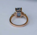 2ct Engagement Ring Radiant London Blue Topaz Diamond Petite 14k Rose Gold Over