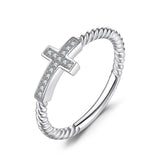 0.5ct Round Cut Diamond Jesus Cross Rope Engagement Ring 14k White Gold Finish