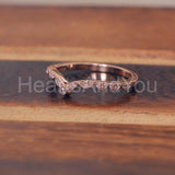 0.3ct Round Cut Moissanite Curved Stackable Wedding Band 14k Rose Gold Plated