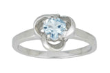 1ct Engagement Ring Heart Cut Blue Aquamarine Solitaire 14k White Gold Finish