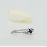 0.5ct Baguette Cut Blue Sapphire Minimalist Cluster Ring 14k White Gold Finish