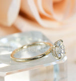 2.2ct Round Cut Moissanite Hidden Halo Engagement Ring 14k Yellow Gold Plated