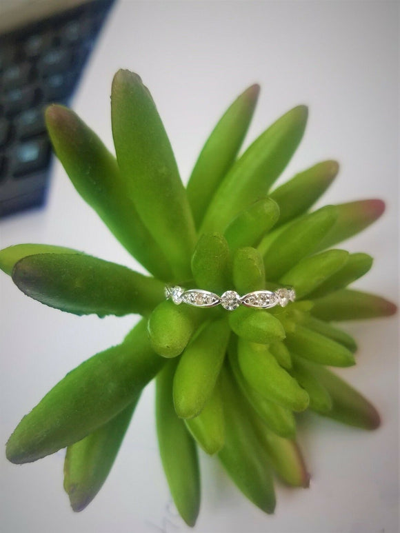 Stackable Engagement Eternity Band 0.5ct Round Cut Diamond 14k White Gold Finish