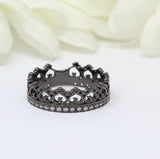 1.2ct Round Cut Black Diamond Wedding Band Princess Crown 14k Black Gold Finish