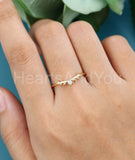 0.2ct Round Cut Moissanite Minimalist Women Wedding Band 14k Yellow Gold Plated
