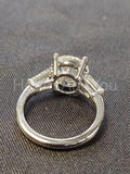 2.1ct Round Cut Moissanite Three Stone Ring Bridal Set 14k White Gold Plated