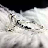 1.4ct Engagement Ring Emerald Cut Diamond Solitaire Design 14k White Gold Finish