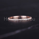 0.2ct Round Cut Moissanite Minimalist Women Wedding Band 14k Rose Gold Plated