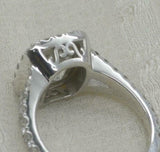 1.9ct Cushion Cut Diamond Engagement Ring Halo Split Shank 14k White Gold Finish