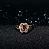2.2ct Engagement Ring Emerald Cut Pink Ruby Split Shank 14k Yellow Gold Finish
