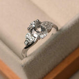 2ct Engagement Ring Oval Cut Diamond Hexagon Design Shank 14k White Gold Finish