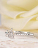 Princess Crown Tiara Engagement Ring 0.2ct Round Cut Diamond 14k White Gold Over
