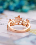 0.1ct Round Cut Moissanite Multi Star Women Wedding Band 14k Rose Gold Plated