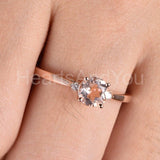 0.6ct Round Cut Simulated Morganite Trilogy Engagement Ring 14k Rose Gold Plated