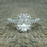 2.3Ct Oval Cut Diamond Halo Milgrain Vintage Engagement Ring 14K White Gold Over