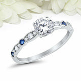1.5ct Round Cut Diamond Engagement Ring Solitaire with Accent 18k WhiteGold Over