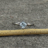 0.5ct Engagement Ring Princess Cut Blue Aquamarine Solitaire 14k Black Gold Over