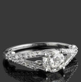 1.56ct Round Cut Diamond Engagement Ring Split Shank Band 14k White Gold Finish