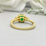 2.4ct Green Emerald Cut Solitaire Accents Engagement Ring 14k Yellow Gold Finish
