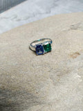 2ct Engagement Ring Emerald Cut Sapphire Two Stone Solitaire 14k White Gold Over