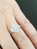 3.5ct Round Cut Diamond Engagement Ring Sunburst Ballerina 14k White Gold Finish