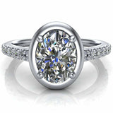 2.26ct Oval Cut Diamond Engagement Ring Solitaire with Accent 14k WhiteGold Over