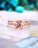 1ct Round Cut Simulated Morganite Milgrain Engagement Ring 14k Rose Gold Plated