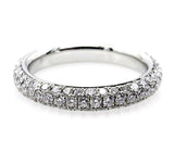 3Ct Round Brilliant Cut Diamond 3 Row Iced Eternity Band 18K White Gold Finish