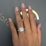 1.1ct Princess Cut Diamond Halo Split Band Engagement Ring 14k White Gold Finish