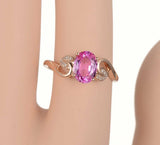 3ct Oval Cut Pink Sapphire Antique Filigree Engagement Ring 14k Rose Gold Finish