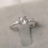 1ct Round Peach Morganite Engagement Ring 5 Stone Solitaire 14k White Gold Over