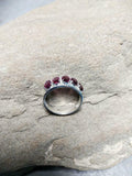2.5ct Wedding Ring Band Oval Cut Pink Ruby Five Stone 14k White Gold Finish