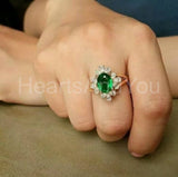 2.3ct Oval Cut Simulated Emerald Cocktail Engagement Ring 14k Yellow Gold Plated